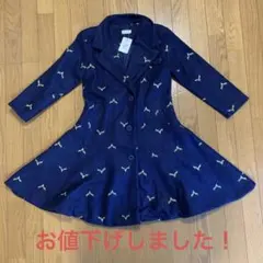 韓国服 七分袖のおしゃれなネイビーフレアコート  150  新品未使用