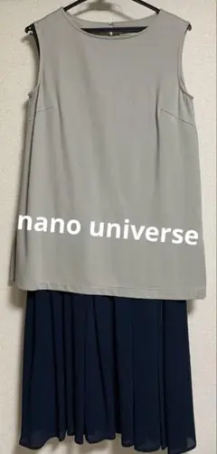 未使用　ナノユニバース　ノースリーブ　ワンピース　フリー　膝下　スカートシフォン