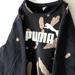 プーマ PUMA ロゴ ブリーチ スウェットトレーナー L ブラック 黒 古着