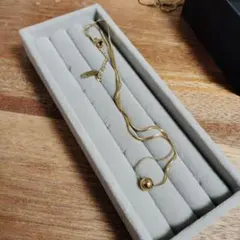 18KGPゴールドメッキ波型チェーンネックレス