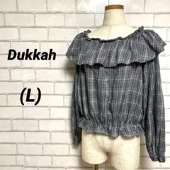 ∞Dukkah デュカ　ラッフルブラウス　レーヨン　チェック柄　春夏秋　ひだ飾りのサムネイル