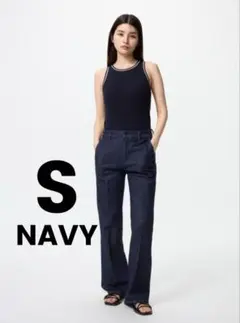 UNIQLO スリムフレアトラウザージーンズ S ネイビー