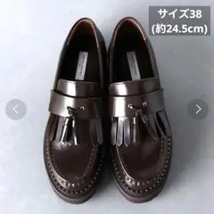 バヤコ コラボ新品 フリンジタッセル厚底ローファーブラウン42 (26cm