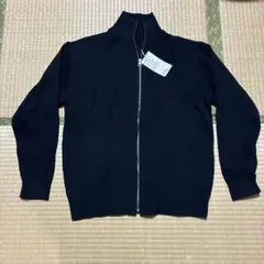 ①　無印良品 紳士　洗える畦編みフルジップカーディガン紳士　Ｌ　ブラック