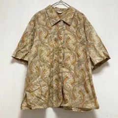 【バンベール】VINVERT ペイズリー柄 半袖シャツ オレンジ系 綿100％