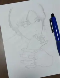 男性 手描き イラスト 鉛筆画 スケッチ ファッション 下書き