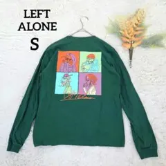 レフトアローン 長袖カットソー(S)Tシャツ 緑 コットン イラストプリント