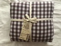 【未使用】無印良品 洗いざらしの綿 掛ふとんカバー クイーン パープルチェック
