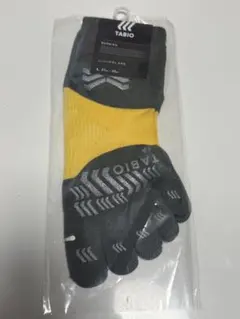TABIO タビオ レーシングラン 五本指 ソックス L グレー×イエロー