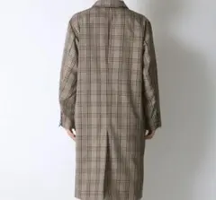 チェック柄 ダブルブレスト ステンカラーコート