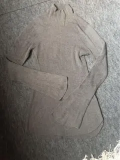 グレー リブ編み 長袖ハイネック M