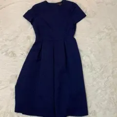 Demi-Luxe BEAMS 膝丈ワンピース 美品　半袖 ネイビー　綺麗め