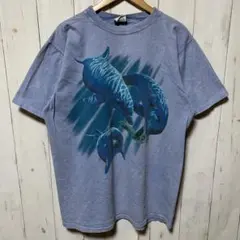 90s USA製 イルカ カメ 亀 海 アニマル シングルステッチ Tシャツ L
