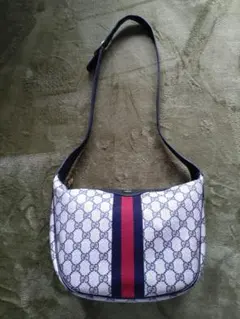美品　保存袋付　オールドグッチ　ネイビー　シェリーライン バッグ