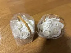 リングピロー　白バラ　2個セット