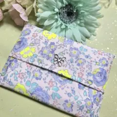 Libertyタナローン生地のポケットティッシュケース フェリシテ ブルーネオンのサムネイル