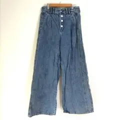 〈ジーユー〉ワイドパンツ　デニム　青系　L