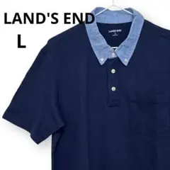 LAND'S END ランズエンド メンズ ポロシャツ Lサイズ ネイビー 紺のサムネイル