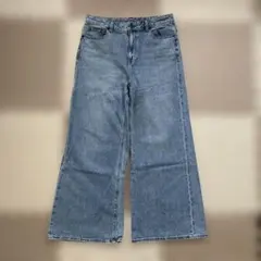 GU ミドルライズワイドジーンズ　ワイドデニム　フレアデニム　古着