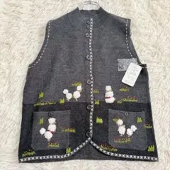y7575 新品未使用✨ Cest Tour 刺繍ニットベスト ジレ 動物 上質