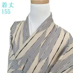 洗える着物 夏着物 グレー 変わり市松 158㎝ 化繊 ポリエステル 26636 