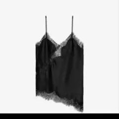 レース付きブラックキャミソール　即日発送