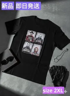 【ホラー映画】フレディ ジェイソン チャッキー マグショット Tシャツ XXL