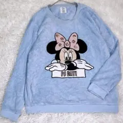 Disney【M】トレーナー　スウェット　ブルー　ミニーちゃん　モコモコ