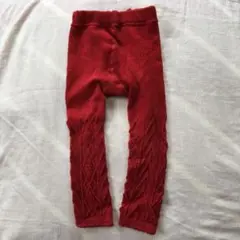 ベビー　編み柄　レギンス　スパッツ　赤　85