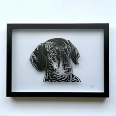 【原画】切り絵『ダックスフンド』32cm×23cmアート　犬　絵画　インテリア