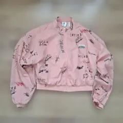 adidas ピンク グラフィックジャケット ナイロン
