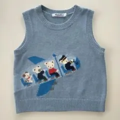 美品★80cm familiar ファミリア サックスブルー ニットベスト