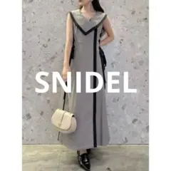 snidel スナイデル　グレー ネイビー ノースリーブ ロングワンピース　紺