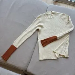 DISCOAT アイボリーオレンジリブセーター