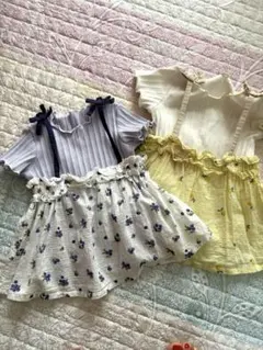 【トップス2点セット】3月まで400円安い❗️ベビー服フリル付きトップスミニワンピ