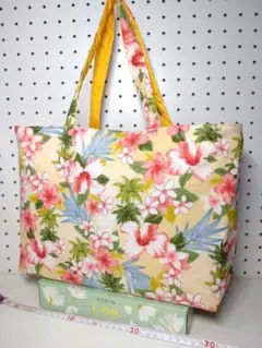 トートバッグ サブ エコ リバーシブル ハワイ プルメリア リーフ ハンドメイド