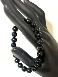 黒 天然石風 ハンドメイドブレスレット 7インチ シンプル