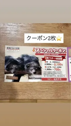 那須どうぶつ王国クーポン2枚セット
