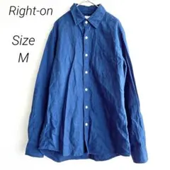 ライトオン 長袖シャツ ダークブルー M 無地 シンプル バックナンバー