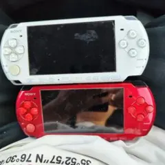2台PSP-3000 レッド他 本体のみ【ジャンク品】