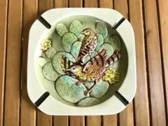 【25cm】U.Sヴィンテージ アメリカ 陶器 灰皿トレイ レリーフ 飾り皿