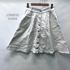 【ローリーズファーム】M ホワイト デニム　スカート ボタン　ポケット　910