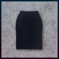 【希少デザイン】立体 幾何学柄 タイトスカート モード 高級感 黒 古着女子