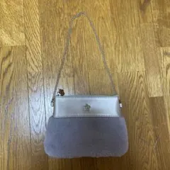 新品　シルバーグレー ファー切り替えバッグ