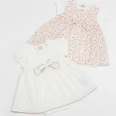 petit main リボン付きワンピースセット ロンパース 80cm