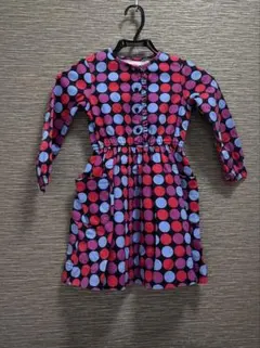 キッズ　ワンピース　水玉柄　カラフル　長袖　女の子