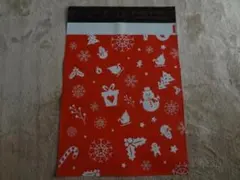 新品。かわいいクリスマス柄の宅配袋、５０枚セット、赤、テープ付き、ラッピング袋
