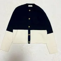 イネド【美品】カーディガン　金ボタン　Mサイズ相当　バイカラー　INEDのサムネイル