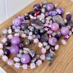 天然石ビーズ パープルB 110g以上入り まとめ売りハンドメイド