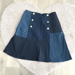 ♡ナイスクラップ♡パッチワーク台形デニムミニスカート♡カジュアル♡ガーリー♡